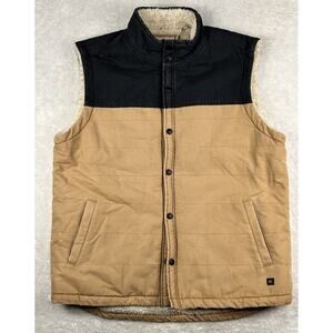Departwest Vest Men’s Sz XL Black Brown Sherpa Lined Canvas Western Work Snap Up